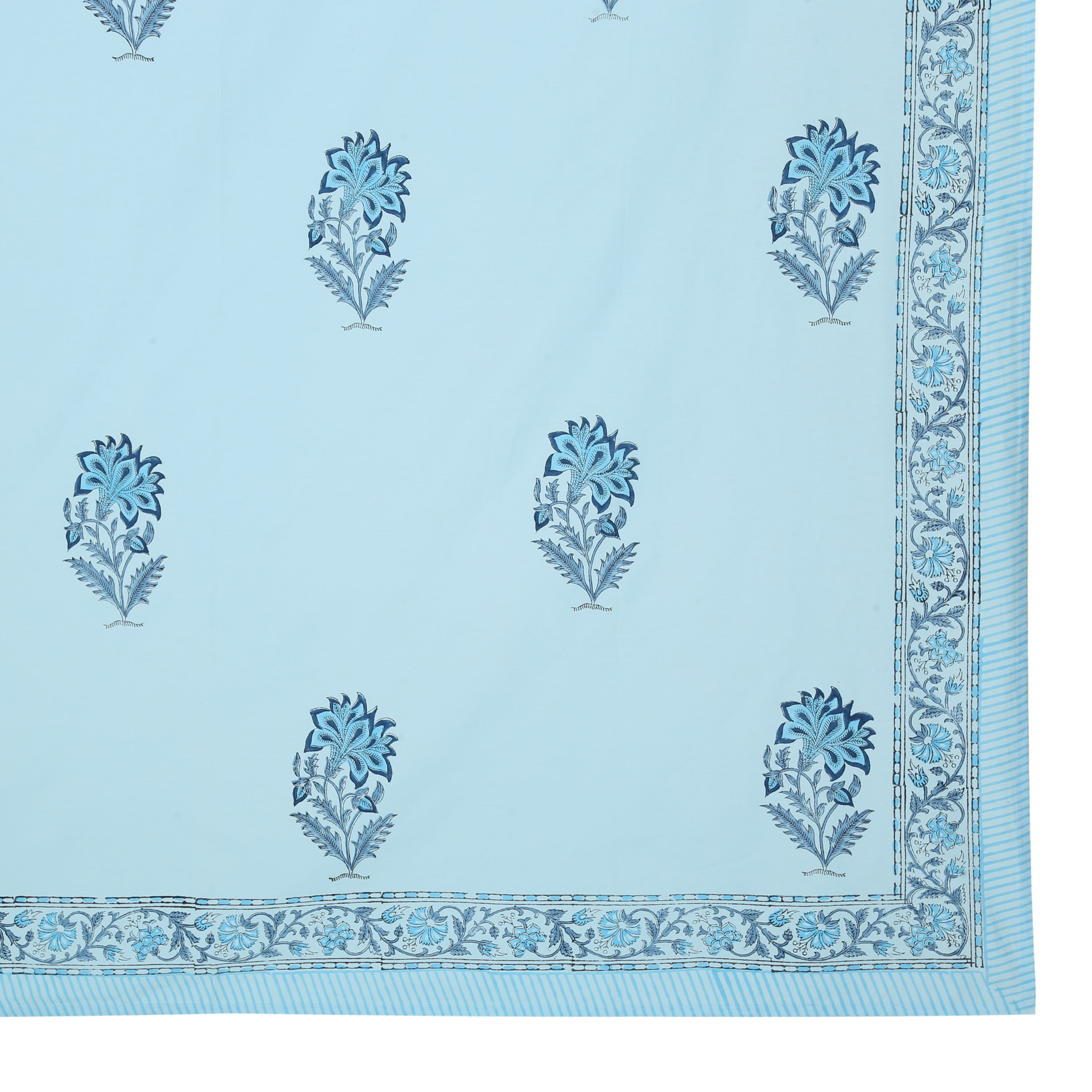 Hand Block Printed Super King Double Percale Cotton Bedsheet